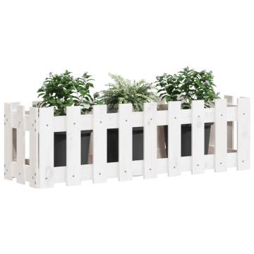 Garden Raised Bed with Fence Design - White 100x30x30 cm