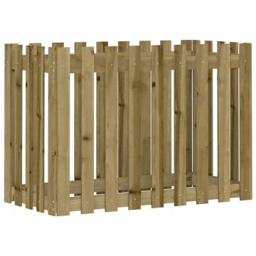 Garden Raised Bed with Fence Design - 100x50x70 cm Pine Wood