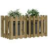 Garden Raised Bed with Fence Design - 100x50x70 cm Pine Wood