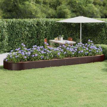 Buy Garden Raised Bed - Powder-Coated Steel, 523x140 cm Brown