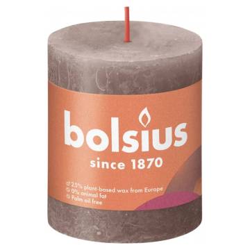 Bolsius Rustic Pillar Candles Shine - 4 pcs Taupe | HipoMarket