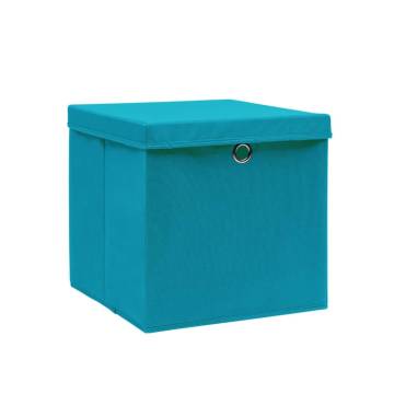 Stylish Baby Blue Storage Boxes with Covers - 4 pcs