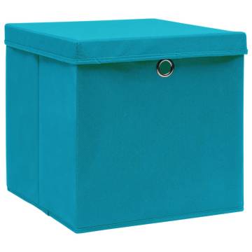 Stylish Baby Blue Storage Boxes with Covers - 4 pcs