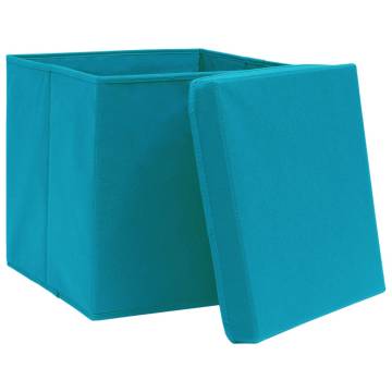 Stylish Baby Blue Storage Boxes with Covers - 4 pcs