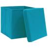 Stylish Baby Blue Storage Boxes with Covers - 4 pcs