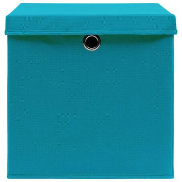 Stylish Baby Blue Storage Boxes with Covers - 4 pcs