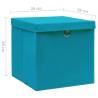 Stylish Baby Blue Storage Boxes with Covers - 4 pcs