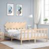 Bed Frame with Headboard 140x200 cm Solid Wood Colour natural Size 140 x 200 cm 