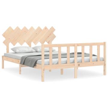 Solid Wood Bed Frame with Headboard 140x200 cm | HipoMarket