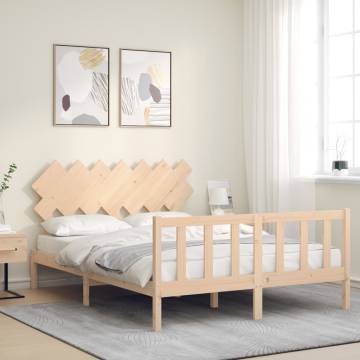 Solid Wood Bed Frame with Headboard 140x200 cm | HipoMarket