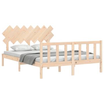 Solid Wood Bed Frame with Headboard 140x200 cm | HipoMarket