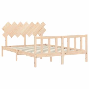 Solid Wood Bed Frame with Headboard 140x200 cm | HipoMarket