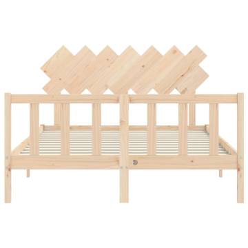 Solid Wood Bed Frame with Headboard 140x200 cm | HipoMarket