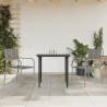 3 Piece Garden Dining Set Grey and Black Poly Rattan and Steel Size 80 cm table length Number of 2 