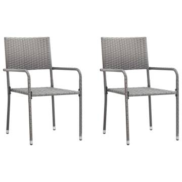 3 Piece Garden Dining Set - Grey & Black Poly Rattan | HipoMarket