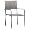 3 Piece Garden Dining Set - Grey & Black Poly Rattan | HipoMarket