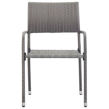 3 Piece Garden Dining Set - Grey & Black Poly Rattan | HipoMarket