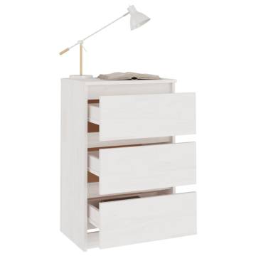 Elegant White Bedside Cabinets - 2 pcs Solid Pine Wood