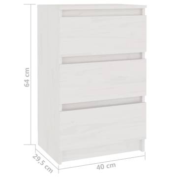 Elegant White Bedside Cabinets - 2 pcs Solid Pine Wood