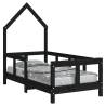 Kids Bed Frame Black - Solid Pine Wood 70x140 cm | Hipomarket