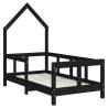 Kids Bed Frame Black - Solid Pine Wood 70x140 cm | Hipomarket