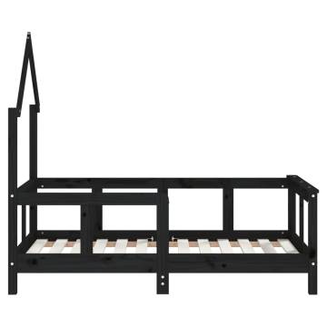 Kids Bed Frame Black - Solid Pine Wood 70x140 cm | Hipomarket