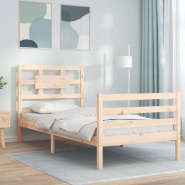 Bed Frame with Headboard - Small Single Solid Wood