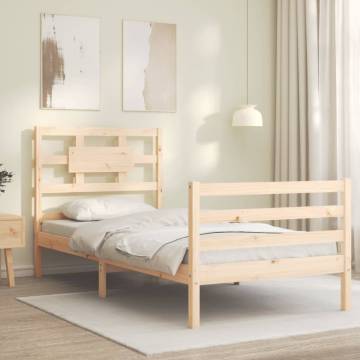 Bed Frame with Headboard - Small Single Solid Wood