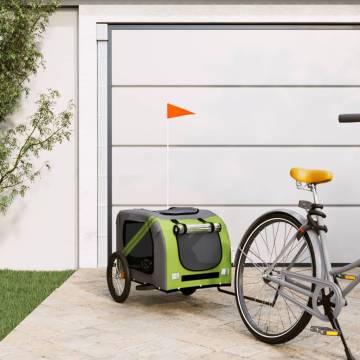 Durable Pet Bike Trailer - Green & Grey - Oxford Fabric & Iron