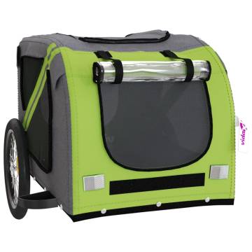 Durable Pet Bike Trailer - Green & Grey - Oxford Fabric & Iron