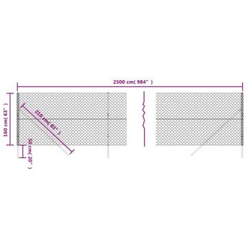 Chain Link Fence Silver 1.6x25m - Durable & Secure Barrier