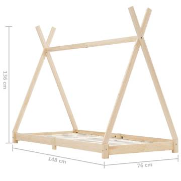 Kids Bed Frame - Solid Pine Wood 70x140 cm | HipoMarket