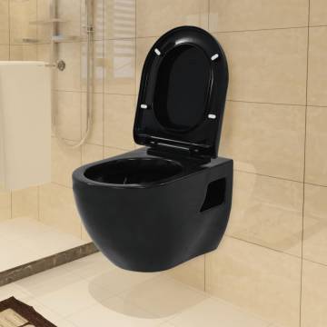 Stylish Wall-Hung Toilet - Black Ceramic Design | HipoMarket