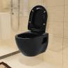 Stylish Wall-Hung Toilet - Black Ceramic Design | HipoMarket