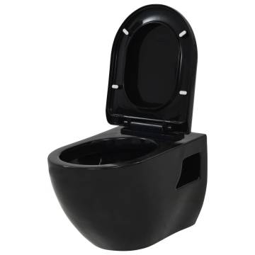 Stylish Wall-Hung Toilet - Black Ceramic Design | HipoMarket