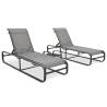 Sun Loungers Set: 2 pcs with Table - Textilene & Aluminium