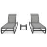 Sun Loungers Set: 2 pcs with Table - Textilene & Aluminium