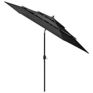 3-Tier Anthracite Parasol with Aluminium Pole - 3 m