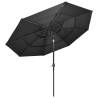 3-Tier Anthracite Parasol with Aluminium Pole - 3 m