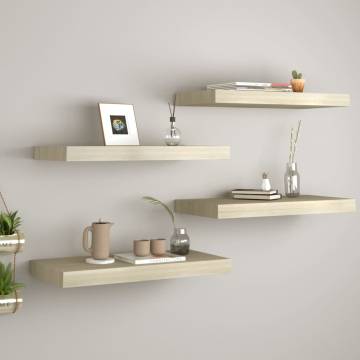 Stylish Floating Wall Shelves - 4 pcs Oak | HipoMarket