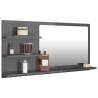 High Gloss Grey Bathroom Mirror - 90x10.5x45 cm | HipoMarket