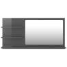 High Gloss Grey Bathroom Mirror - 90x10.5x45 cm | HipoMarket