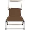 Folding Sun Lounger with Roof - Aluminium & Textilene Brown