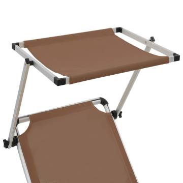 Folding Sun Lounger with Roof - Aluminium & Textilene Brown