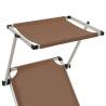 Folding Sun Lounger with Roof - Aluminium & Textilene Brown