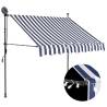 Manual Retractable Awning with LED 150 cm Blue and White Colour blue Quantity in Package 1 Width 150 cm 