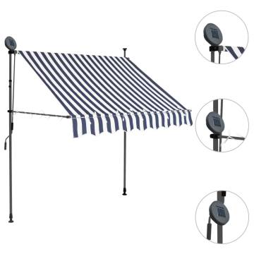 Manual Retractable Awning with LED - 150 cm Blue & White