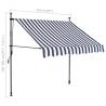 Manual Retractable Awning with LED - 150 cm Blue & White