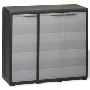 Garden Storage Cabinet - 2 Shelves in Black & Grey