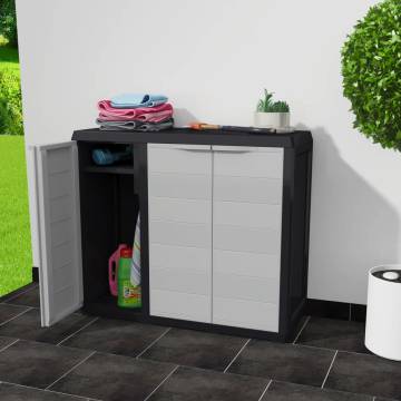 Garden Storage Cabinet - 2 Shelves in Black & Grey